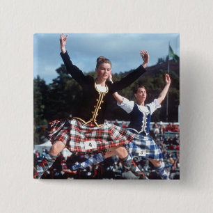Highland Dancing Vierkante Button 5,1 Cm