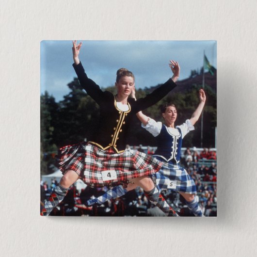 Highland Dancing Vierkante Button 5,1 Cm (Voorkant)
