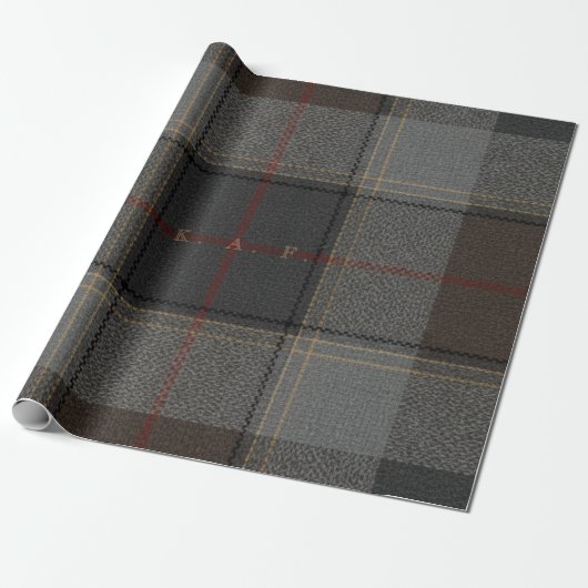 Highland Dispatch Tartan Custom Monogram Gift Wrap Cadeaupapier (Uitgerold)