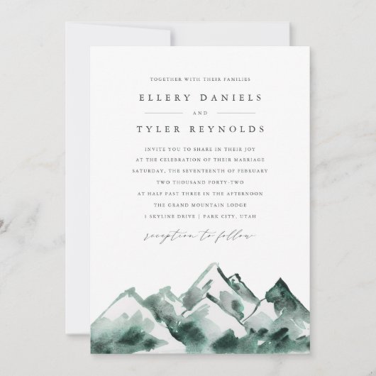 Highland | Double-Sided Mountain Range Wedding Kaart (Voorkant)