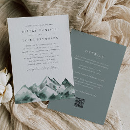 Highland | Double-Sided Mountain Range Wedding Kaart
