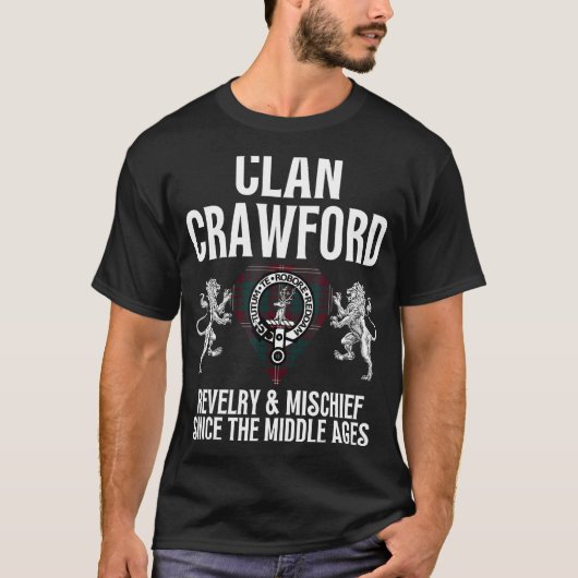 Highland Four Crawford Clan Schotse naam Coat of a T-shirt (Voorkant)