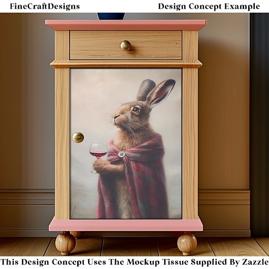 Highland Hare, Red Tartan Cloak EG8L Decoupage Tissuepapier