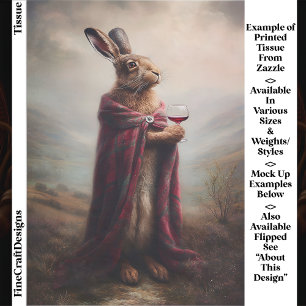 Highland Hare, Red Tartan Cloak EG8R Decoupage Tissuepapier