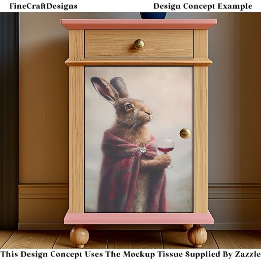 Highland Hare, Red Tartan Cloak EG8R Decoupage Tissuepapier