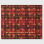 Highland Hearth Tartan Gold Snowflake Personalized Cadeaupapier (Vlak)