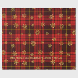 Highland Hearth Tartan Gold Snowflake Personalized Cadeaupapier