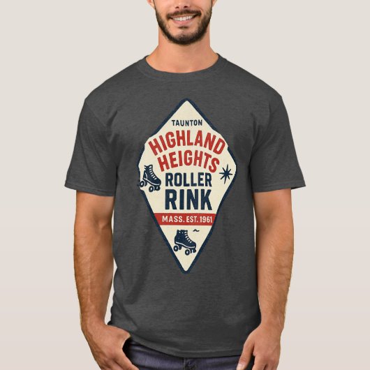 Highland Heights Roller Rink - Taunton, MA Retro R T-shirt (Voorkant)