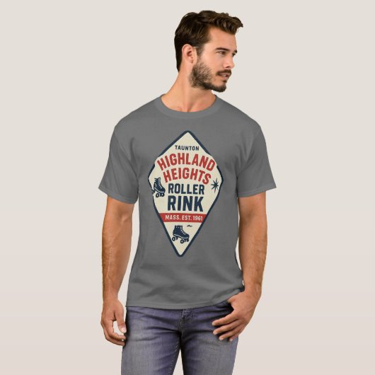 Highland Heights Roller Rink - Taunton, MA Retro R T-shirt (Voorkant volledig)