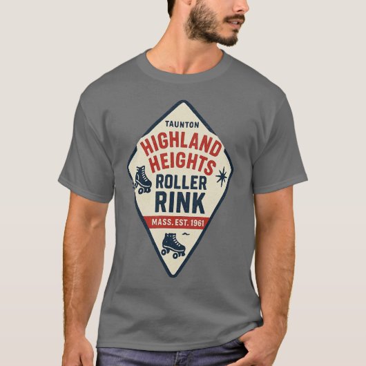 Highland Heights Roller Rink - Taunton, MA Retro R T-shirt (Voorkant)