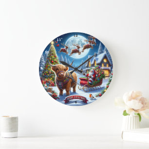 Highland Holiday Delivery Kerstman's Koe Kerst Grote Klok
