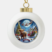 Highland Holiday Delivery Kerstman's Koe Kerst Keramische Bal Ornament (Voorkant)