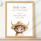 Highland Holy Koe Welkom bij Baby shower Poster