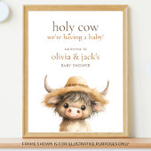 Highland Holy Koe Welkom bij Baby shower Poster