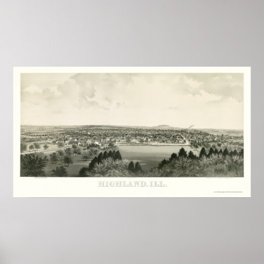 Highland, IL Panoramic Map - 1894 Poster (Voorkant)