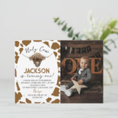 Highland Koe 1e verjaardagsuitnodiging Kaart (Staand voorkant)