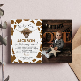 Highland Koe 1e verjaardagsuitnodiging Kaart