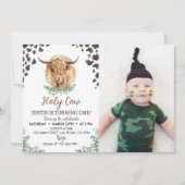 Highland Koe 1e verjaardagsuitnodiging Kaart (Voorkant)