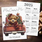 Highland Koe 2025 Kalender Rode Vrachtwagen Kerstm Feestdagenkaart