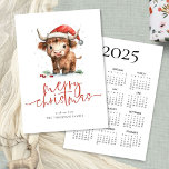 Highland Koe 2025 Kalender Vrolijk Kerstfeest Feestdagenkaart<br><div class="desc">Schattigee Highland Koe Naam 2025 Kalender Vrolijk Kerstfeest. Digitaal beschikbaar en geprint. Feestelijke schattigheid voor uw vakantiewensen, met dit leuke ontwerp met een lieve hoogland koe in zijn Santa hat. Vrolijk kerstfeest is in een set modern script en gemakkelijk personaliseren uw begroeting en naam eronder. Een mooie kalender voor 2025...</div>