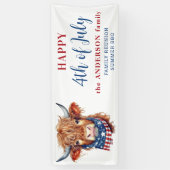 Highland Koe 4 juli Rood Wit Blauw Patriottisch Spandoek (Verticaal)