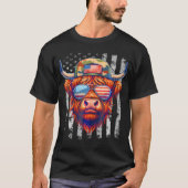 Highland Koe 4th juli Amerikaanse vlag vader Ameri T-shirt (Voorkant)