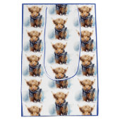 Highland Koe-abunga geschenktas - wit/blauw Medium Cadeauzakje (Achterkant)