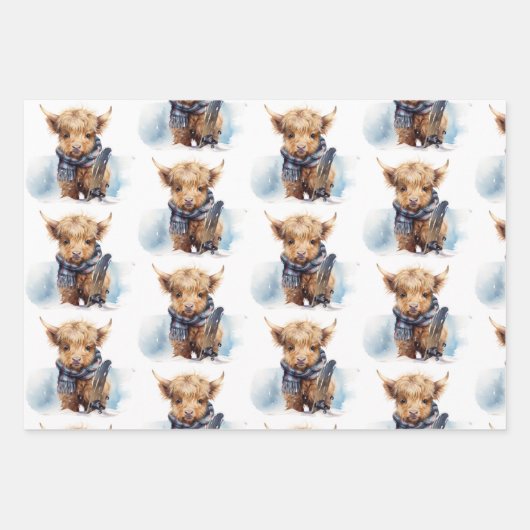 Highland Koe-abunga inpakpapier - Wit (Voorkant)