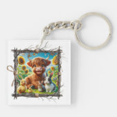 Highland Koe Acryl Sleutelhanger - Boerderij Charm (Achterkant)