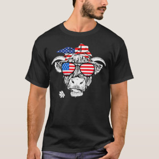 Highland Koe American Independence Day 4e juli T-shirt