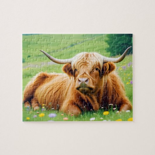 Highland Koe Animal Natuur Wildlife Affection Lief Legpuzzel (Horizontaal)