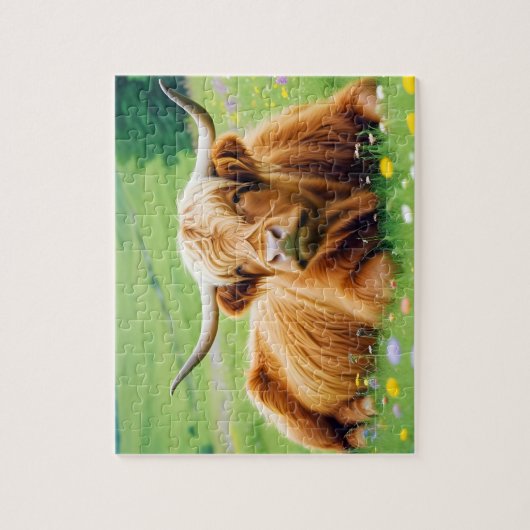 Highland Koe Animal Natuur Wildlife Affection Lief Legpuzzel (Verticaal)