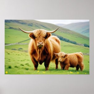 Highland Koe Animal Natuur Wildlife Affection Lief Poster