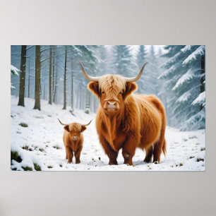 Highland Koe Animal Natuur Wildlife Affection Lief Poster