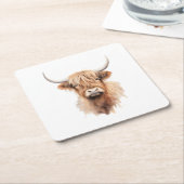 Highland koe aquarel ranch grappig kartonnen onderzetters (Schuin)