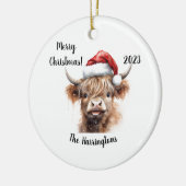 Highland Koe Baby met Santa Hat Christmas Keramisch Ornament (Links)