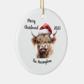 Highland Koe Baby met Santa Hat Christmas Keramisch Ornament (Rechts)