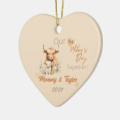 Highland koe & baby Onze eerste MoederdagSamen Keramisch Ornament (Links)