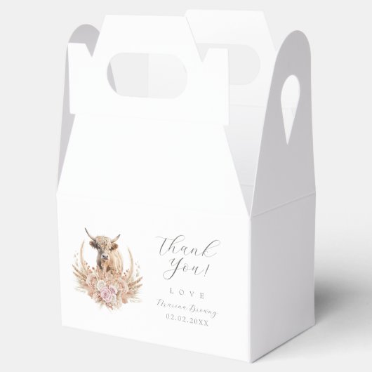 Highland Koe baby shower Bedankdoosjes (Geopend)