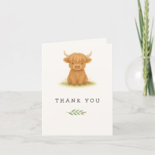 Highland Koe Baby shower Bedankt Card