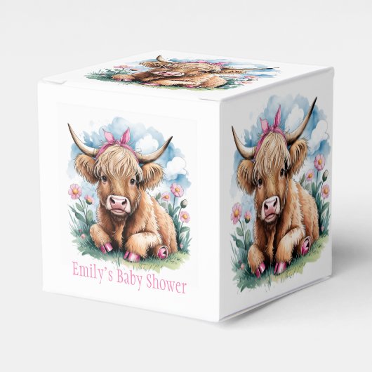 Highland Koe Baby shower Bliss Bedankdoosjes (Voorkant Zijde)