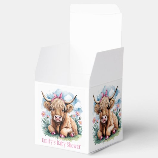 Highland Koe Baby shower Bliss Bedankdoosjes (Geopend)