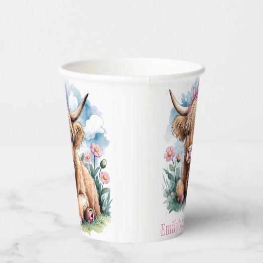 Highland Koe Baby shower Bliss Papieren Bekers (Rechts)