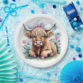 Highland Koe Baby shower Bliss Papieren Bordje (Feest)