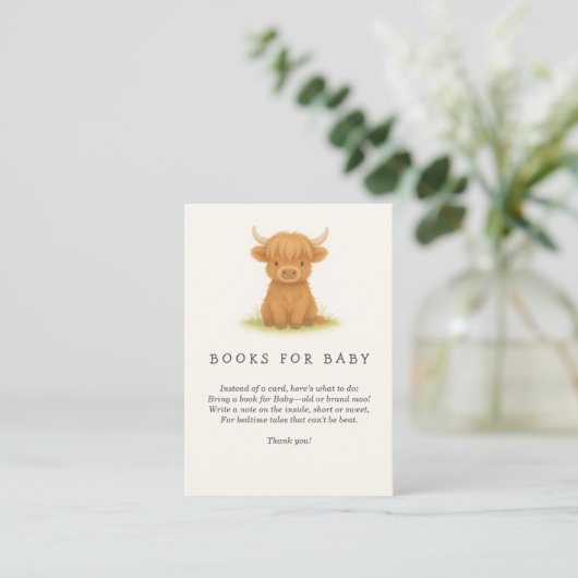 Highland Koe Baby shower Boeken voor Baby Informatiekaartje (Staand voorkant)