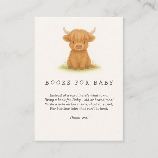 Highland Koe Baby shower Boeken voor Baby Informatiekaartje (Voorkant)