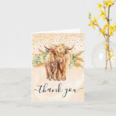 Highland Koe Baby shower Dank u wel Kaart (Gele Bloem)