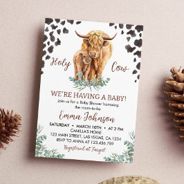 Highland Koe Baby shower Invitation Kaart