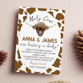 Highland Koe Baby shower Invitation Kaart