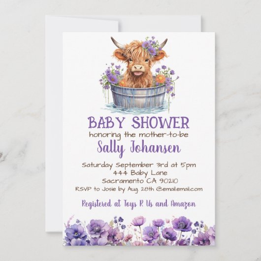 Highland Koe Baby shower Kaart (Voorkant)